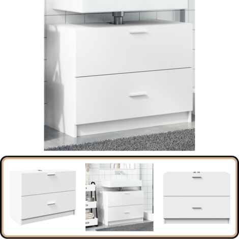 Waschbeckenunterschrank Weiß 78x37x59 cm Holzwerkstoff - Waschtischunterschrank - Badezimmermöbel - Holzwerkstoffschrank - Weißer Badschrank - Spiegelschrank