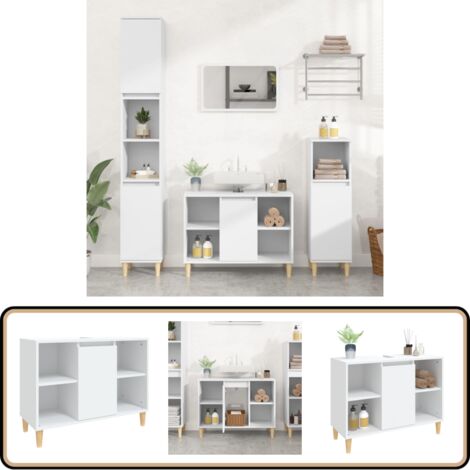 Waschbeckenunterschrank Weiß 80x33x60 cm Holzwerkstoff - Badezimmermöbel - Waschbeckenunterschrank - Spiegelschrank - Badschränke - Holzbadmöbel