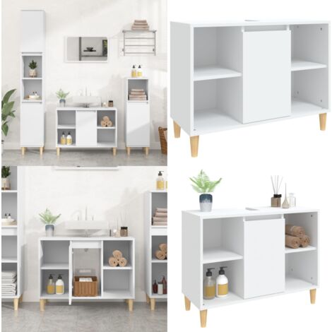 Waschbeckenunterschrank Weiß 80x33x60 cm Holzwerkstoff - Badezimmermöbel - Waschbeckenunterschrank - Spiegelschrank - Badschränke - Holzbadmöbel - Home & Living
