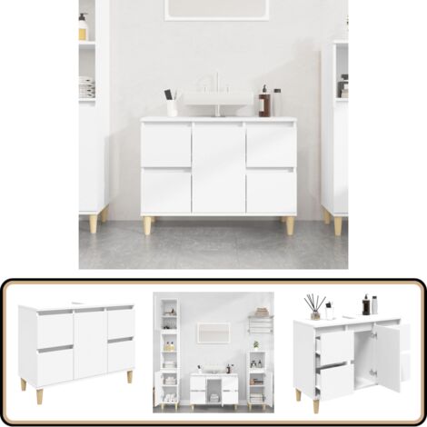 Waschbeckenunterschrank Weiß 80x33x60 cm Holzwerkstoff - Waschbeckenunterschrank - Badezimmermöbel - Schubladenschrank - Spiegelschrank - Badeschränke