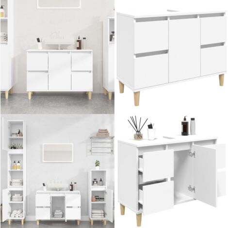Waschbeckenunterschrank Weiß 80x33x60 cm Holzwerkstoff - Waschbeckenunterschrank - Badezimmermöbel - Schubladenschrank - Spiegelschrank - Badeschränke - Home & Living