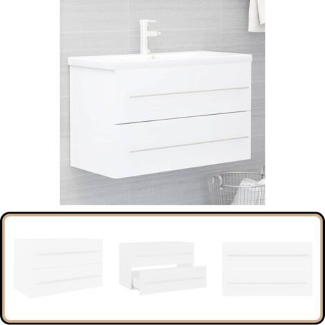 Waschbeckenunterschrank Weiß 80x38,5x48 cm Holzwerkstoff - Waschtischschrank - Badezimmermöbel - Holzwerkstoffschränk - Weißer Schrank - Unterschrank
