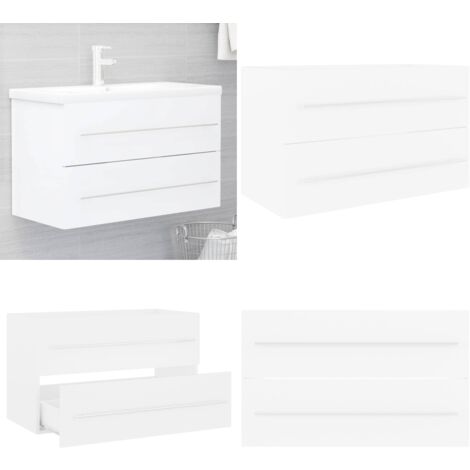 Waschbeckenunterschrank Weiß 80x38,5x48 cm Holzwerkstoff - Waschtischschrank - Badezimmermöbel - Holzwerkstoffschränk - Weißer Schrank - Unterschrank - Home & Living