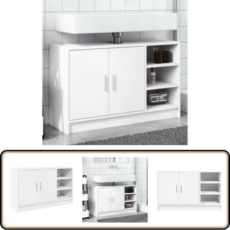 Waschbeckenunterschrank Weiß 90x29x55 cm Holzwerkstoff - Waschtischunterschrank - Badezimmermöbel - Holzwerkstoff - Weißer Küchenkasten - Aufbewahrungsschrank