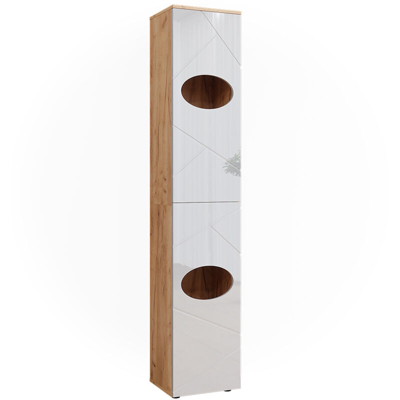 Vicco - Wäscheschrank Irma, Goldkraft Eiche/weiß Hochglanz, 37.2 X 192 Cm