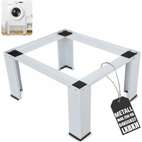 Waschmaschinen Sockel, Waschmaschinen Untergestell 64 x 54.5 x 32 (LxBxH), Waschmaschine Unterschrank Trockner Sockel aus Stahl Stabiler Rutschfesten Podest für Kühlschrank Gefrierschrank Bis 150kg