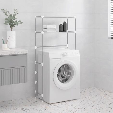 Waschmaschinenregal 2 Ablagen Grau 69x28x143 cm Eisen CFW772553