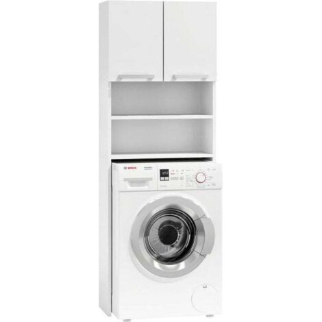 Waschmaschinenschrank - 4 Regale & 2 Türen - weiß