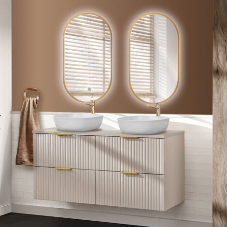 Waschplatz Set mit 120cm Waschtisch, 3-teilig, in kaschmir, ADELAIDE-56-CASHMERE