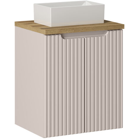 Waschtisch 50cm mit Keramikwaschbecken, kaschmir und Eiche, NEWPORT-56-CASHMERE