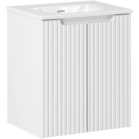 Waschtisch 50cm mit Keramikwaschbecken, weiß, NEWPORT-56-WHITE