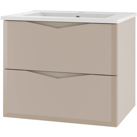 Waschtisch 61 cm breit inkl. Keramik Waschbecken in kaschmir DORIDA-140