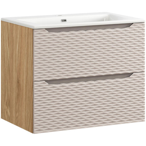 Waschtisch 70cm, Eiche mit beige, OLUO-56-BEIGE