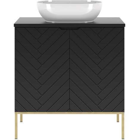 Waschtisch 80 cm breit in schwarz matt mit gefrästen Fronten ANGERA-140