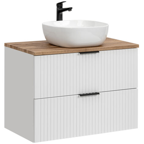 Waschtisch 80.6cm Adriel mit 2 Schubladen, Weiß