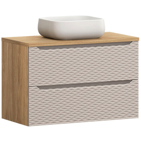 Waschtisch 90cm, Eiche mit beige, OLUO-56-BEIGE