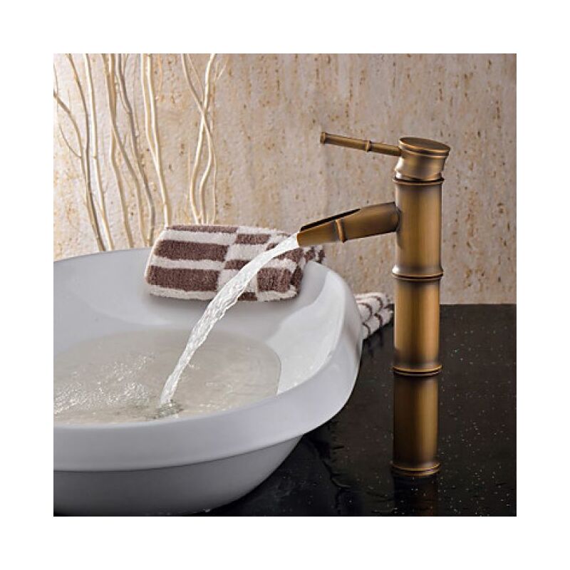 Waschtisch-Armatur im Stil Chinesischer Bambus, Messing-Ausführung