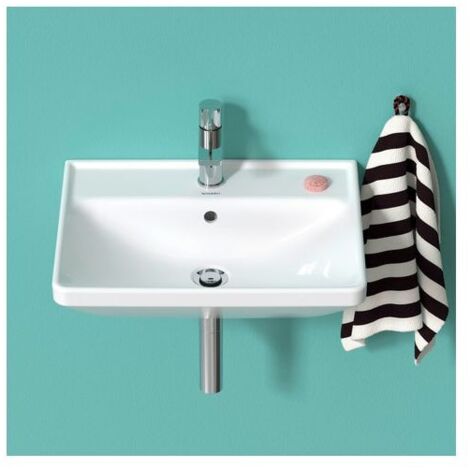 Waschtisch Duravit D-Neo, 600 x 165 x 440 mm, mit Überlauf, 1 Hahnloch mittig, weiß - 2366600000