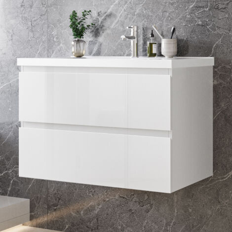 Waschtisch mit Unterschrank Waschbecken Unterschrank Badmbel Set UV-gelt 80cm