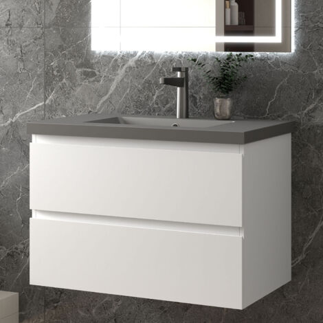 Waschtisch mit Waschbecken Schwarz Waschbecken Waschbeckenunterschrank Badmöbel 80cm Weiß Unterschrank