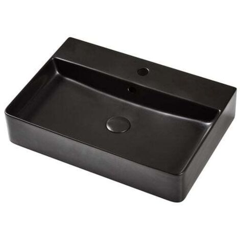 Waschtisch Prag Matt Schwarz Keramik Wandmontage 60 x 14 x 45 cm (B x H x T)