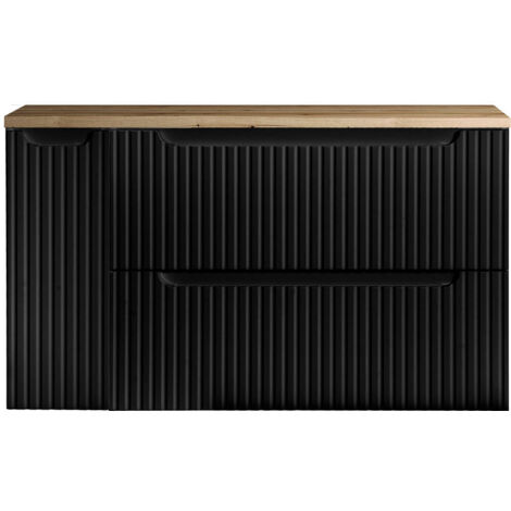 Waschtisch Skelbolu 100x60x40 cm Schwarz/Eichenoptik [en.casa]