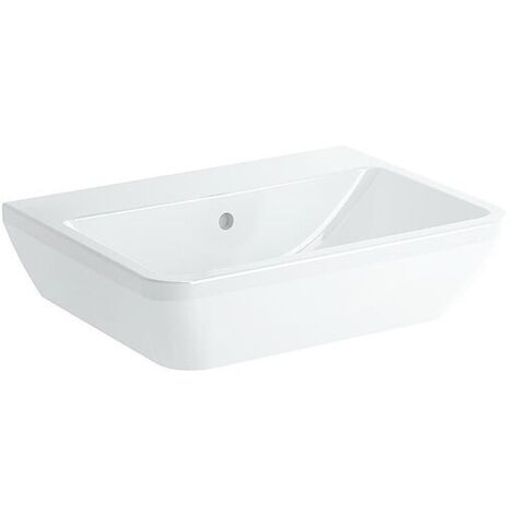 Waschtisch VitrA Integra eckig 650 x 490 mm, mit Überlauf, 1 Hahnloch mittig, weiß - 7051L003-0001