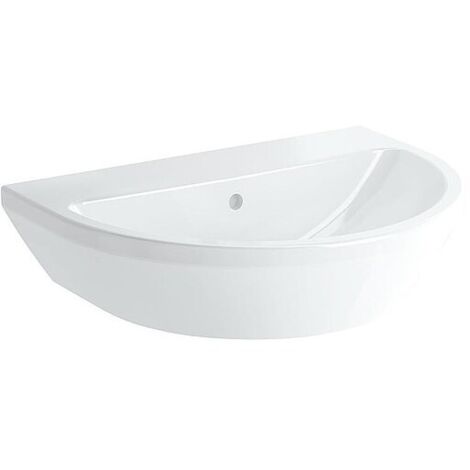 Waschtisch VitrA Integra rund 650 x 490 mm, mit Überlauf, 1 Hahnloch mittig, weiß - 7061L003-0001