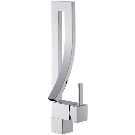 Waschtischarmatur, 360° schwenkbar, moderne Einhebel-Waschtischarmatur aus Messing, Silber