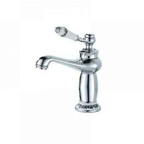 Waschtischarmatur Einhebelmischer Badezimmer Waschbeckenarmatur Dekorative Keramik Blumenmuster Waschbeckenarmatur Badezimmer Armatur Waschbecken,Chrom