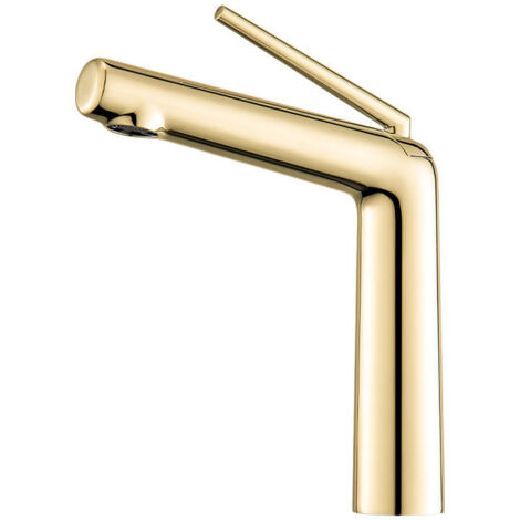 Waschtischarmatur komplett aus Kupfer, Keramikkartusche, Unterbaumontage, Gold