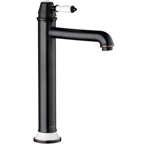 Waschtischarmatur Lang für Aufsatz-Waschbecken Nostalgie Antik Schwarz