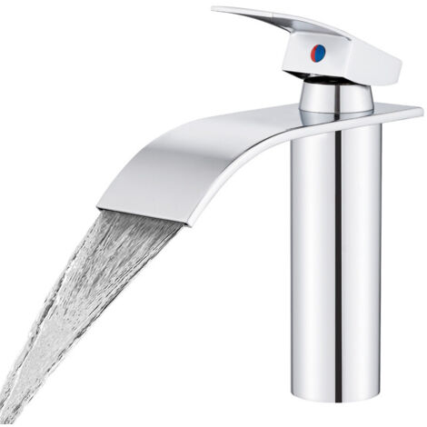 Waschtischarmatur Wasserfall Chrom, Einhebelmischer Badarmatur für Waschbecken, Modernes Design, Verchromt, Einfache Montage