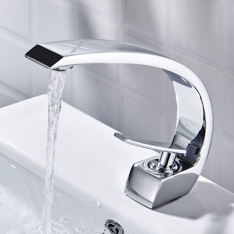 Waschtischarmatur Wasserhahn Chrom Bad Armatur Einhebelmischer Mischbatterie Waschbeckenarmatur für Badezimmer Waschbecken (ohne Zugstangen-Ablaufgarnitur)