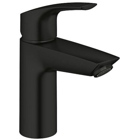 Waschtischmischer Grohe Eurosmart S-Size, Push-Open Ablaufgarnitur, Ausladung 109 mm, mit Zugstange, schwarz matt - 239222433