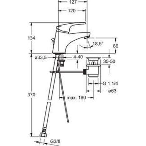 Waschtischmischer Hansa Hansamix, Ausladung 127 mm, mit Zugstange, chrom - 01102283