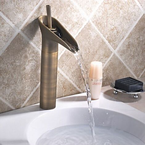 Waschtischmischer mit Wasserfallstrahl, Vintage-Stil, Bronze-Ausführung
