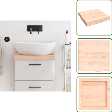 Waschtischplatte 40x40x(2-6) cm Massivholz Unbehandelt - Waschtischplatte - Eiche - Holzarbeitsplatte - Badrenovierung - Massives Holz