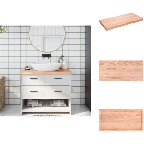 Waschtischplatte Hellbraun 100x50x(2-6) cm Massivholz Behandelt - Eichenholz Platte - Waschtischplatte - Holz Arbeitsfläche - Badrenovierung - Möbelstück