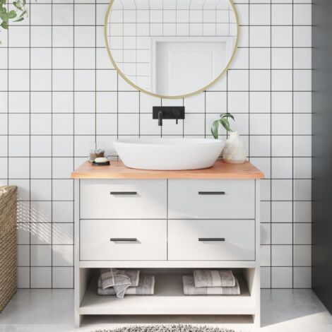 Waschtischplatte Hellbraun 100x50x2 cm Massivholz Behandelt vidaXL