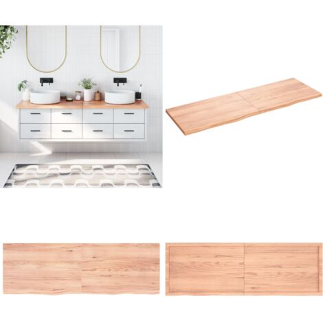Waschtischplatte Hellbraun 180x60x(2-4) cm Massivholz Behandelt - Waschtischplatte - Eichenholz Platte - Holz Arbeitsfläche - Badrenovierung - Möbelstück - Home & Living