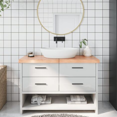 Waschtischplatte，Waschtischkonsole，Schreibtische Hellbraun 120x60x6 cm Massivholz Behandelt CCA783251 BonneVie