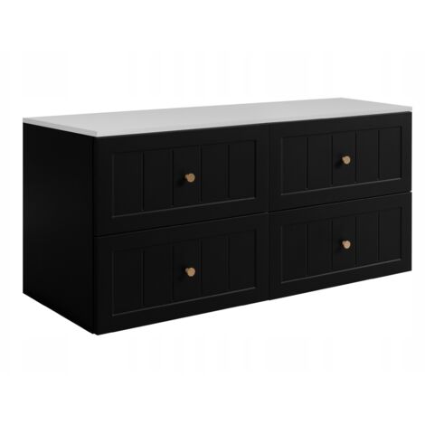 Waschtischunterschrank 120 cm - Schwarz und Weiß - Elegantes Design - Soft Close und Praktisch
