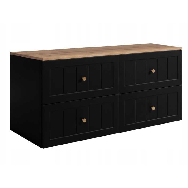 Rodan Fabryka Mebli Waschtischunterschrank 120 Cm - Schwarz Und Craft Oak - Elegantes Design - Soft Close