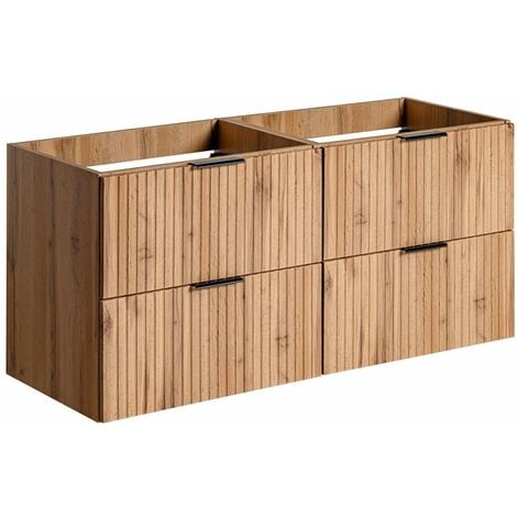 Waschtischunterschrank 120cm ADELAIDE-56 Wotaneiche mit gerillter Front, B/H/T 120/57/46 cm