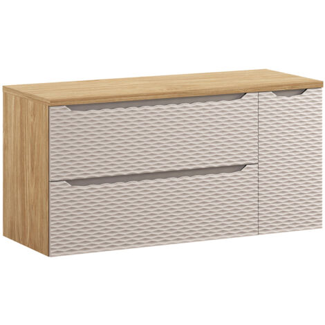 Waschtischunterschrank 120cm, Eiche mit beige, OLUO-56-BEIGE