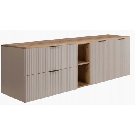 Waschtischunterschrank - 160 cm - Eiche Kashmir - Modernes Design - Mit Soft Close System