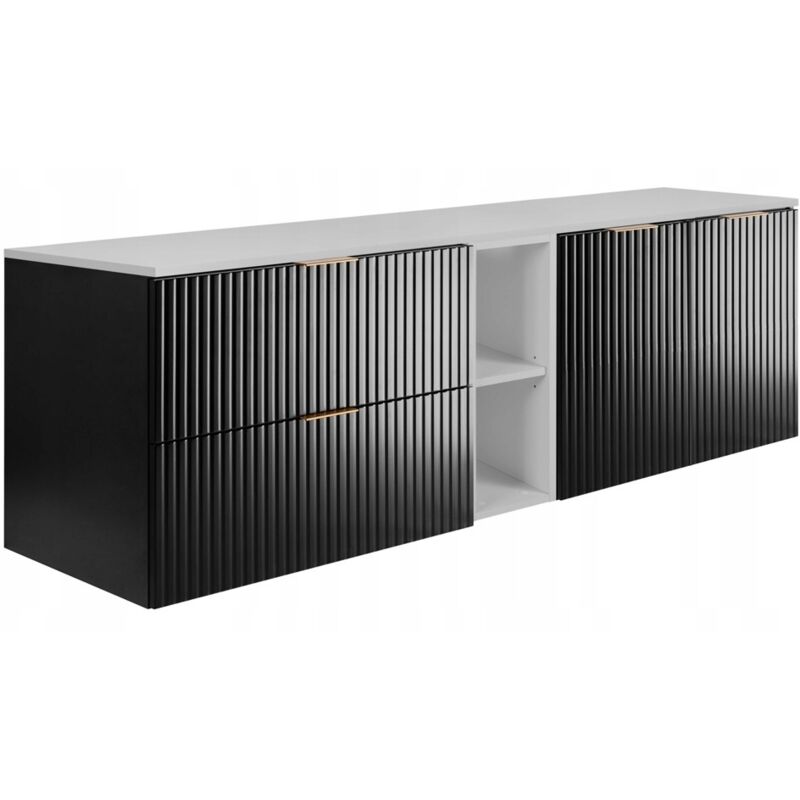Rodan Fabryka Mebli Badezimmer-set - 140 Cm - Schwarz - Modernes Design - Mit Schubladen Und Regal