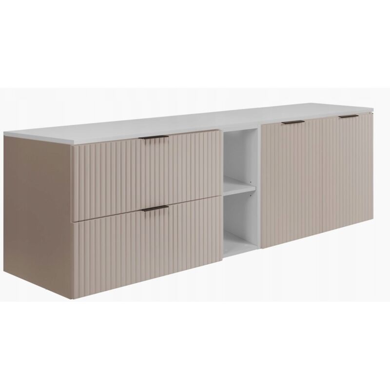 Rodan Fabryka Mebli Hängende Waschtischunterschrank - 160 Cm - Kashmir - Modernes Design - Riffles Fronts