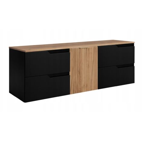 Waschtischunterschrank - 160 cm - Schwarze Eiche - Modernes Design - Praktisch und elegant